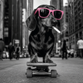 Dachshund Skating Short Sleeve T-Shirt