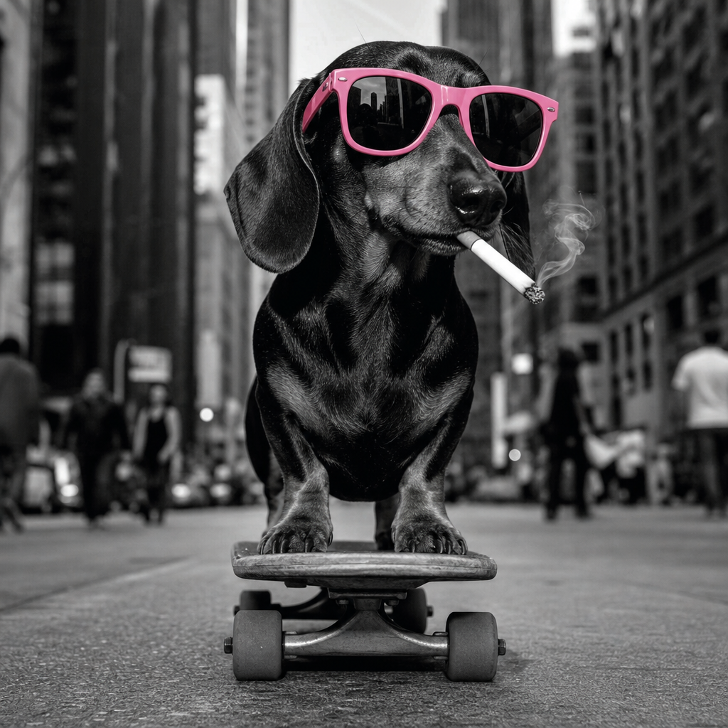 Dachshund Skating Short Sleeve T-Shirt
