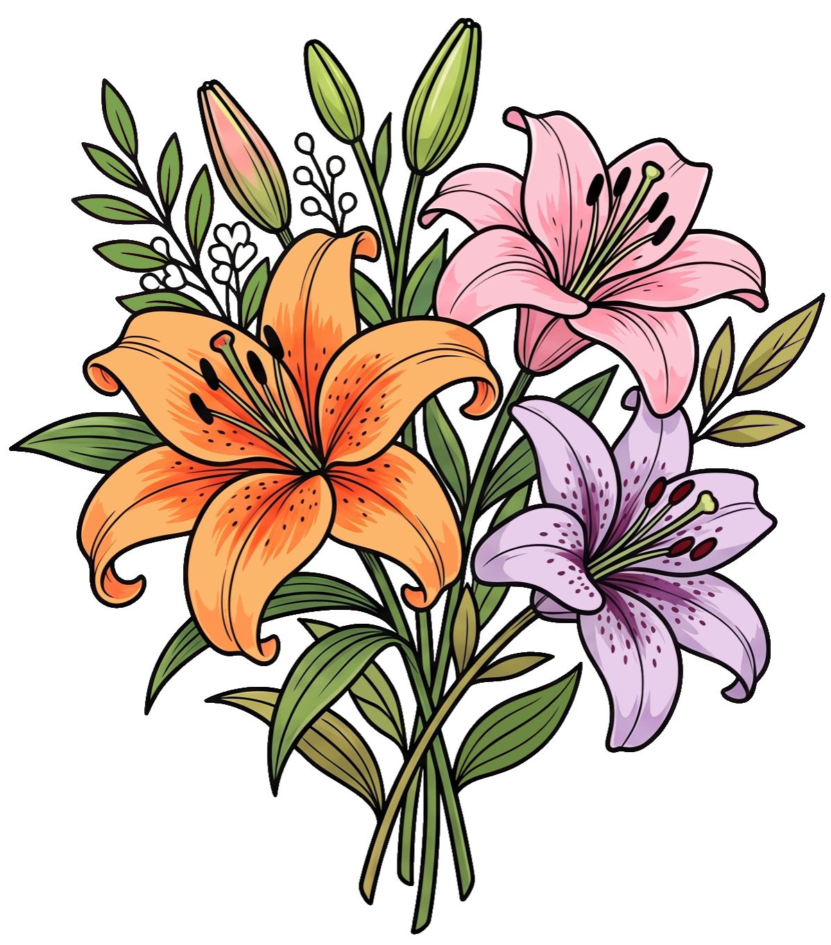 Flowers Lillies Short Sleeve T-Shirt
