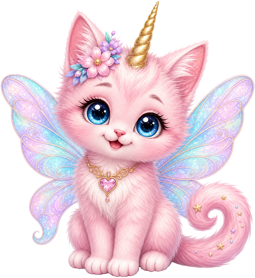 Kitten Unicorn Fairy Short Sleeve T-Shirt